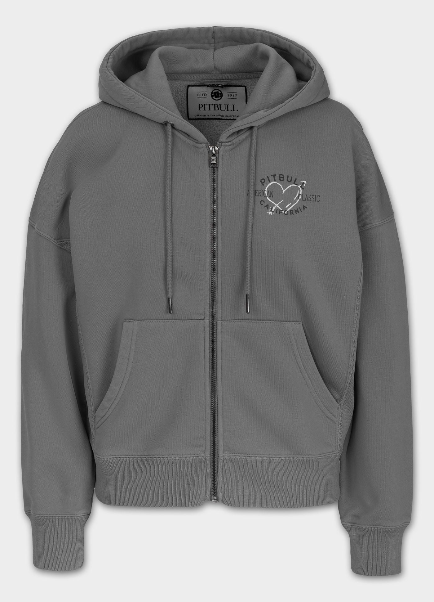 Women's zip-up hoodie Washed MANZANITA HEART - Gray