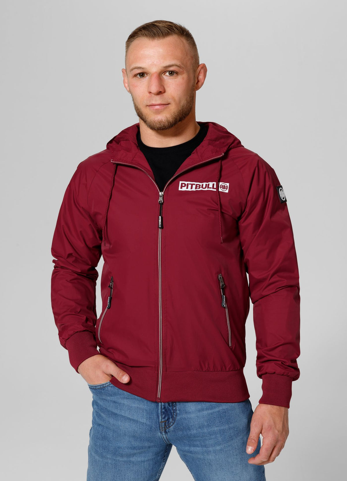 Burgunderrote Jacke mit ATHLETIC-LOGO